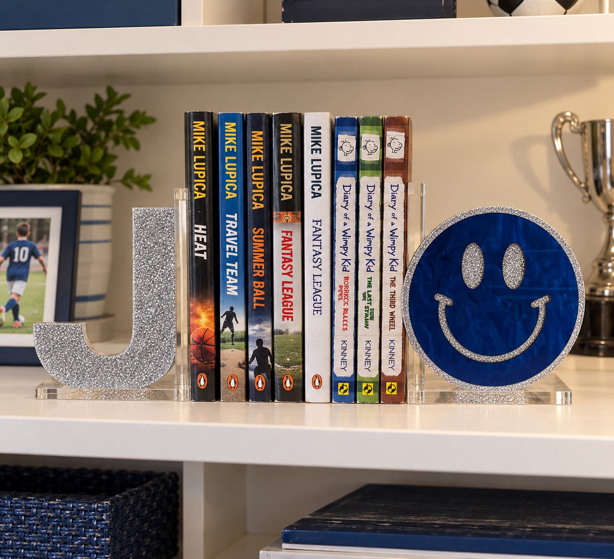 Custom Lucite Bookends- smiley face