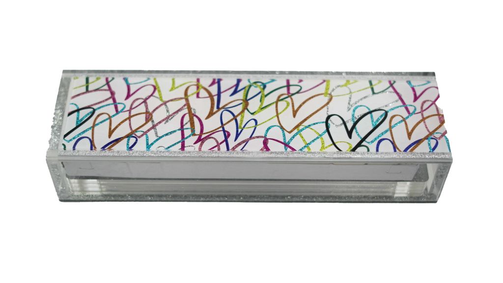 WHITE RAINBOW HEARTS LUCITE RUMMY SET