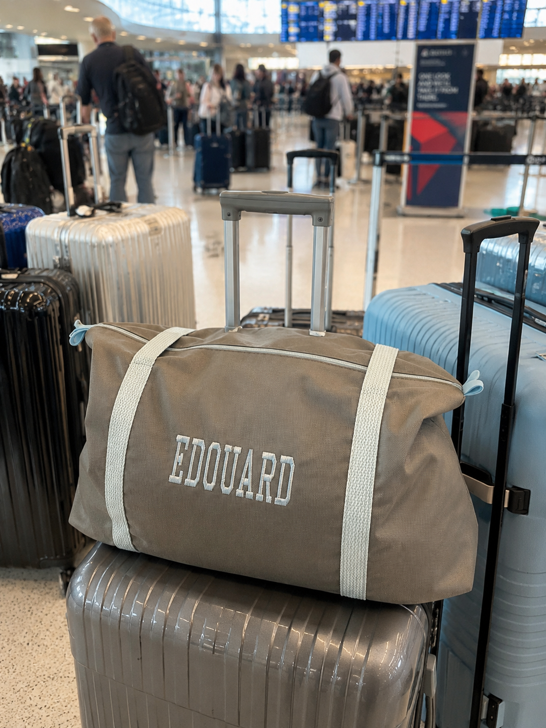Jax Duffle for boys- grey with light blue