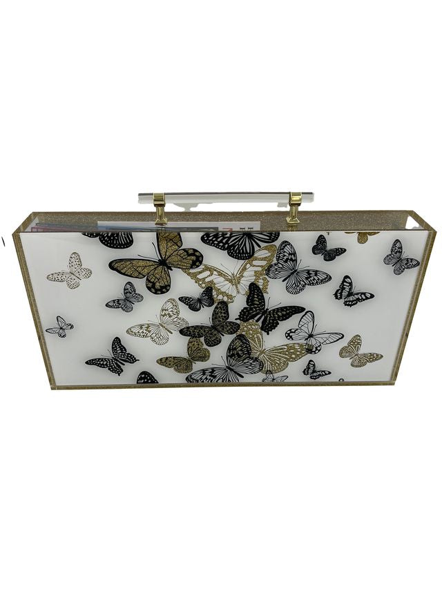 White, Gold and Black Butterfly Mahjong Set