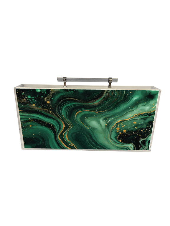 Green & Gold Lucite Mahjong Set