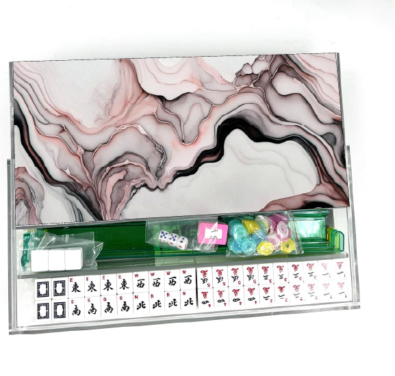 Rose Gold & Black Lucite Mahjong Set