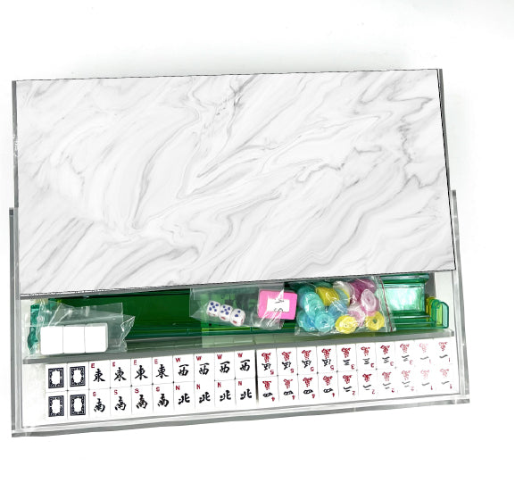 White Marble Lucite Mahjong Set