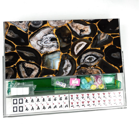 Black Agate Lucite Mahjong Set