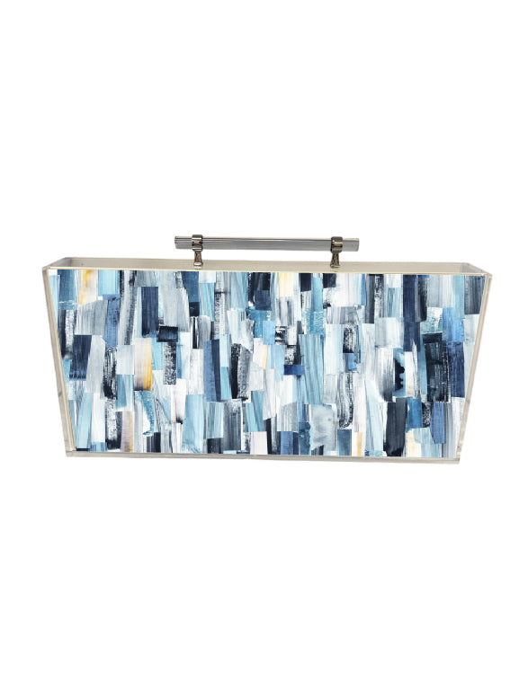 Blue Brushstroke Lucite Mahjong Set
