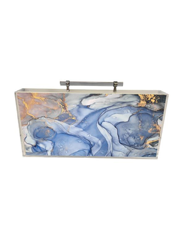Blue Watercolor Lucite Mahjong Set