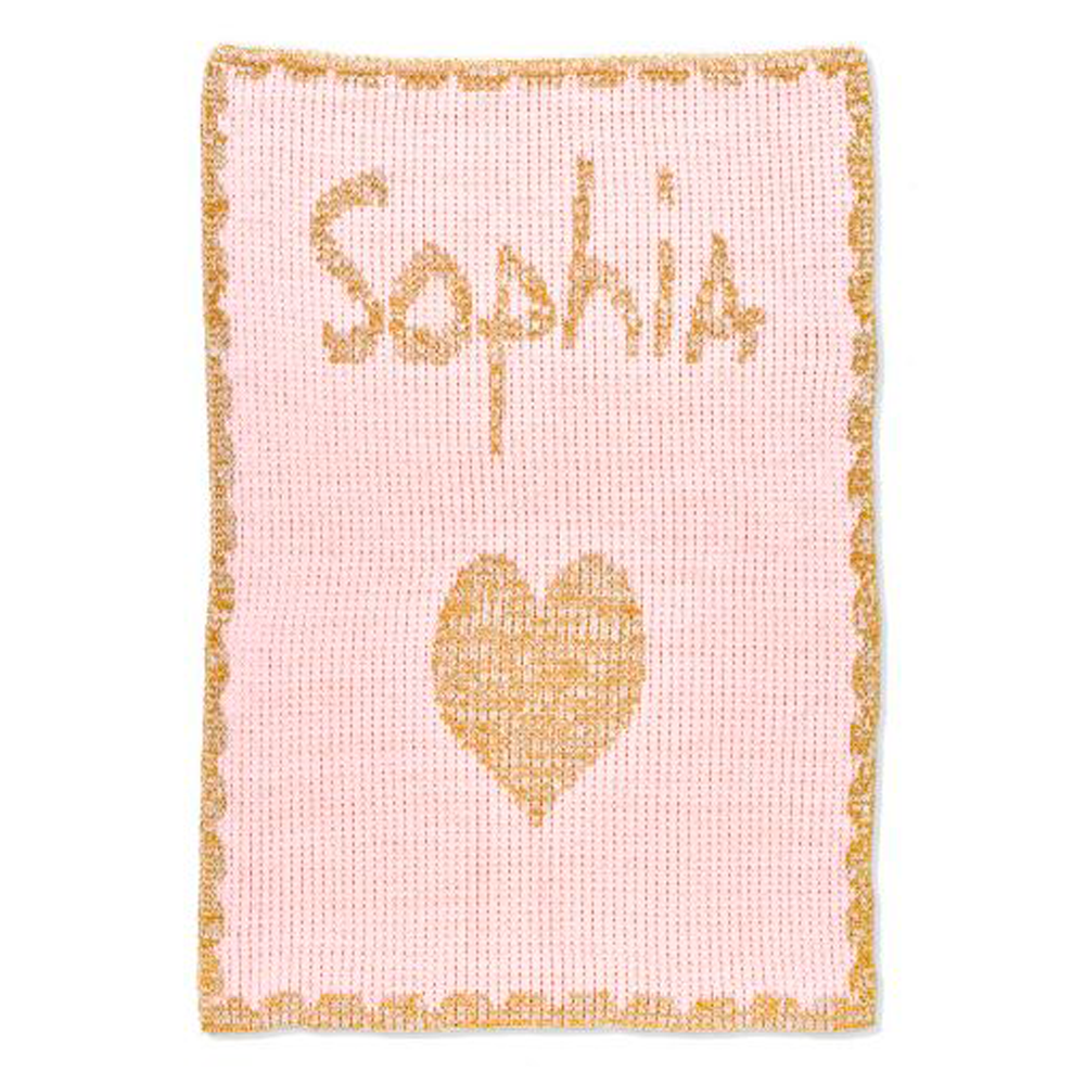 Personalized Metallic Single Heart and Scalloped Edge baby blanket from Jax Gifts