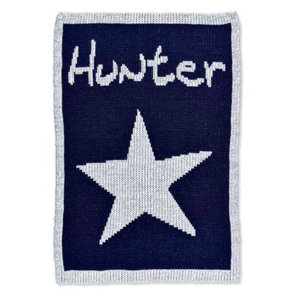 Personalized Metallic Single Star and Name baby blanket from Jax Gifts
