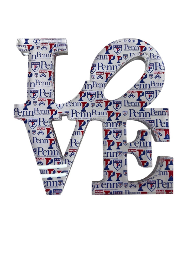 Penn Quakers LOVE lucite block by Jax Gifts