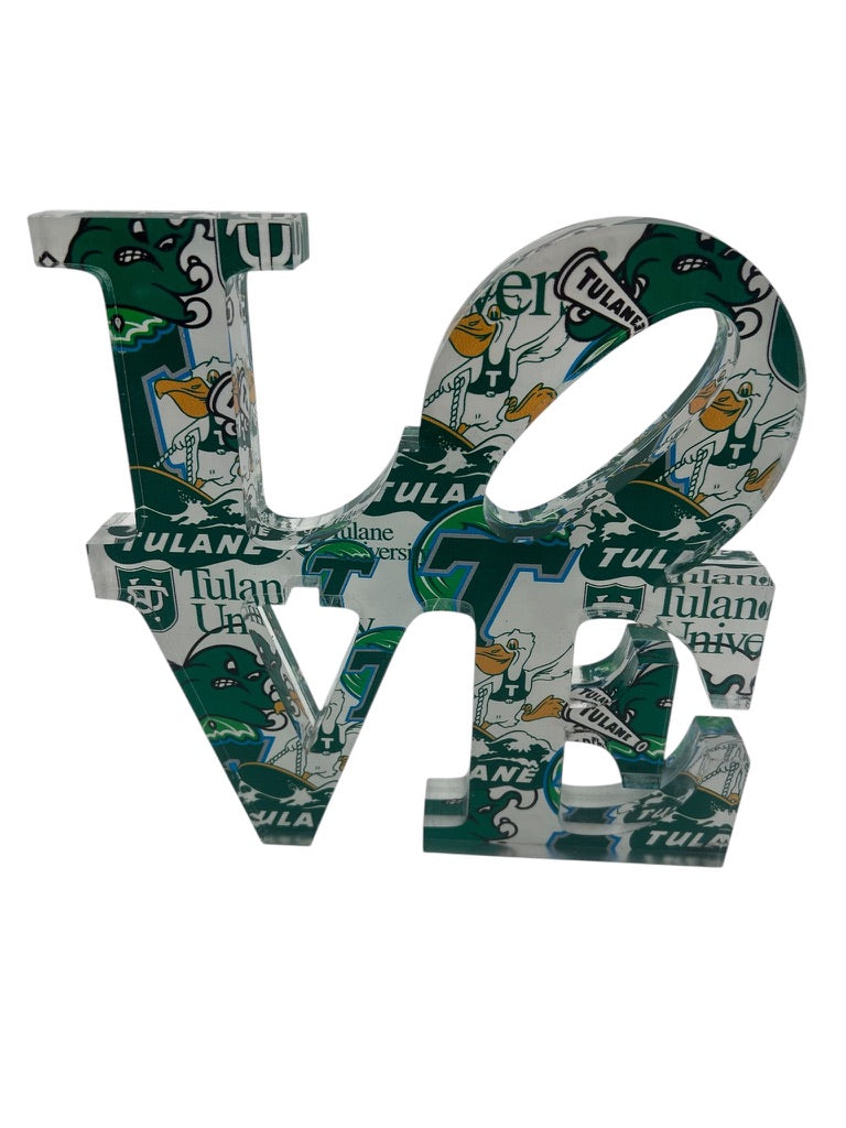 Tulane Green Wave LOVE lucite block by Jax Gifts