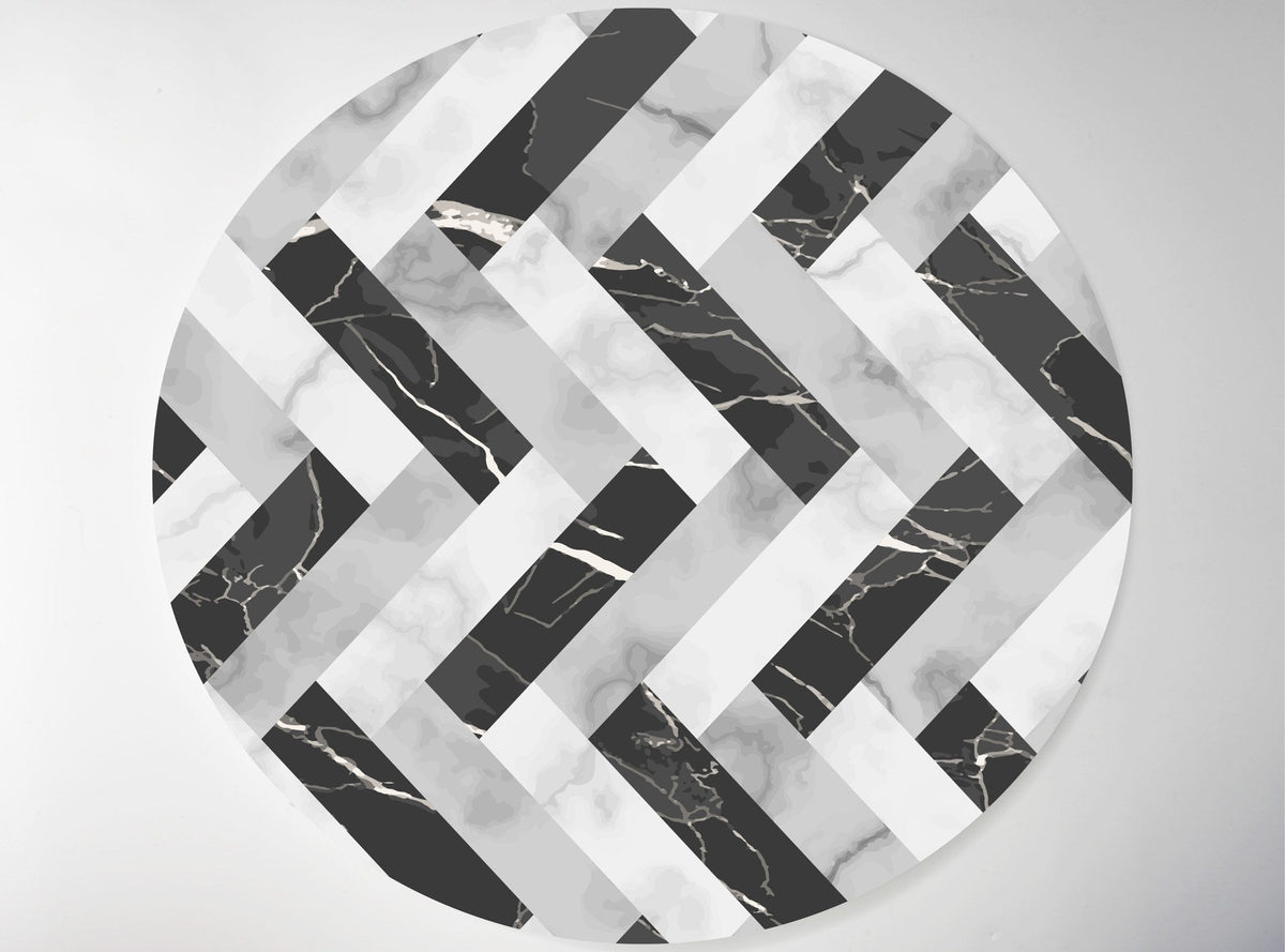 White & Black Chevron Marble lucite lazy susan by Jax Gifts