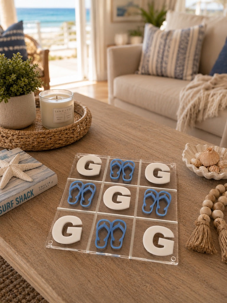 Personalized Flip Flop Lucite Tic Tac Toe Set