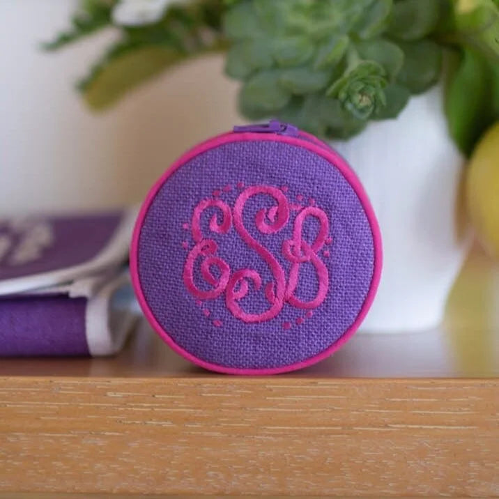 Monogrammed 3 Inch Round Jewelry Case by Jax Gifts