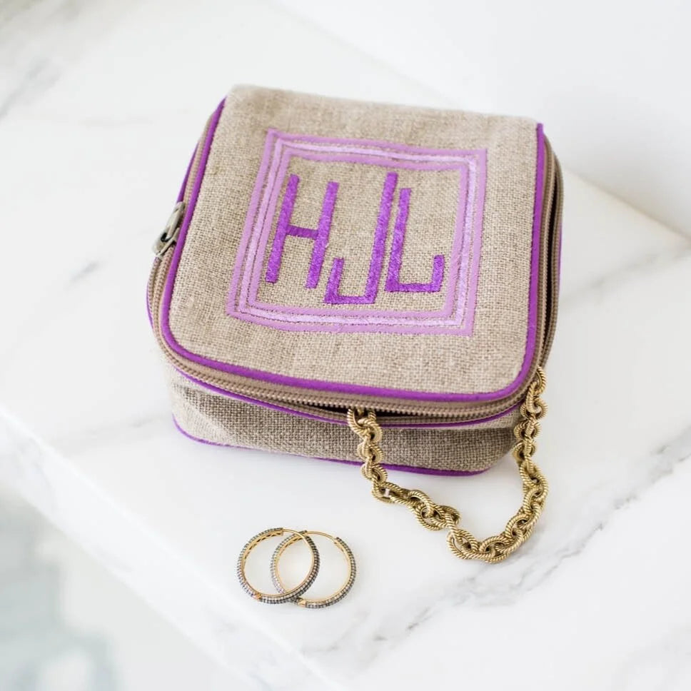 Monogrammed Andrea 7 Inch Square Jewelry Case by Jax Gifts
