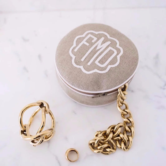 Monogrammed 6 Inch Round Jewelry Case by Jax Gifts