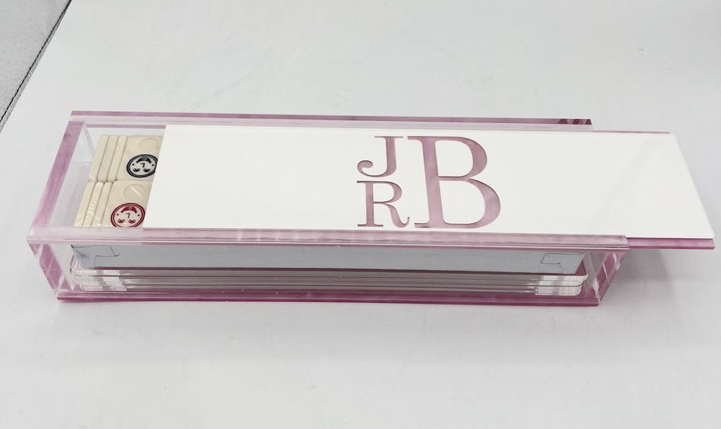 The Wedding Monogram Lucite Rummy Set