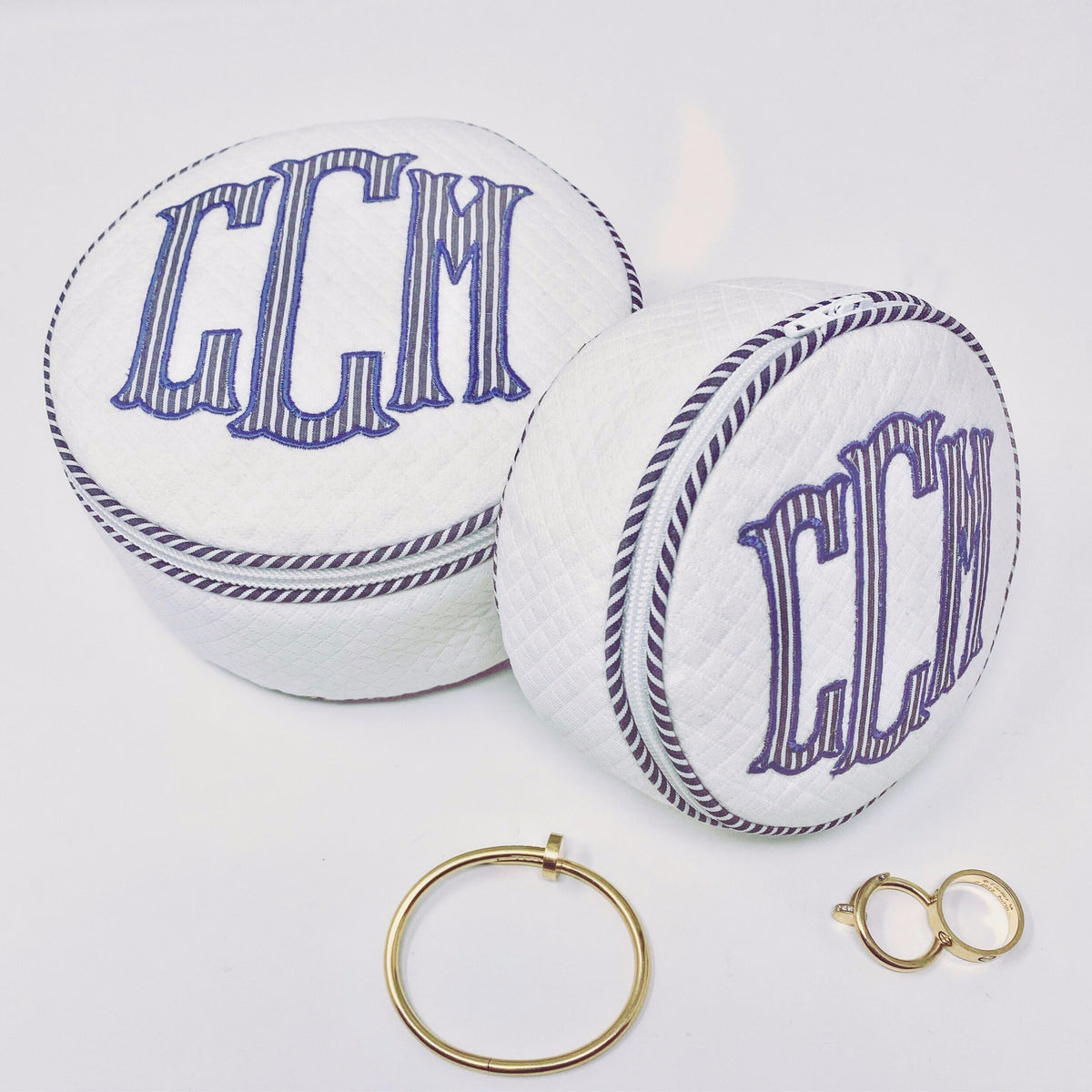 Monogrammed 7 Inch Round Jewelry Case by Jax Gifts