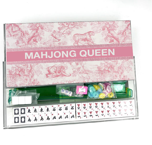 Mahjong Queen Pink Toile Mahjong Set