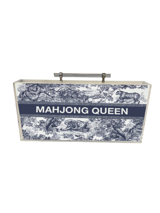 Personalized Navy Toile mahjong Set