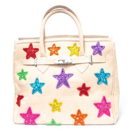 Multi Star Petite Personalized Jute Tote