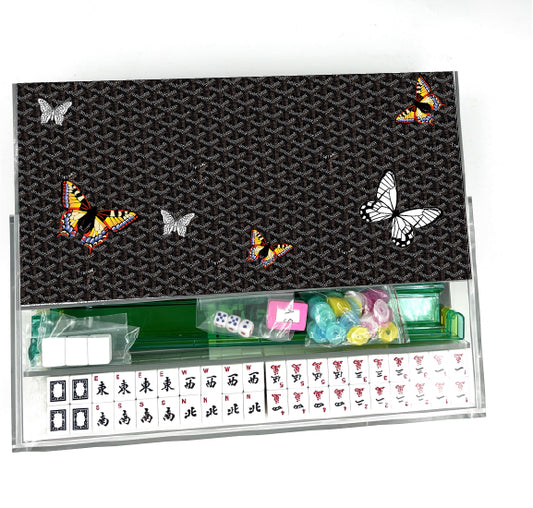Personalized Black Butterfly Mahjong Set