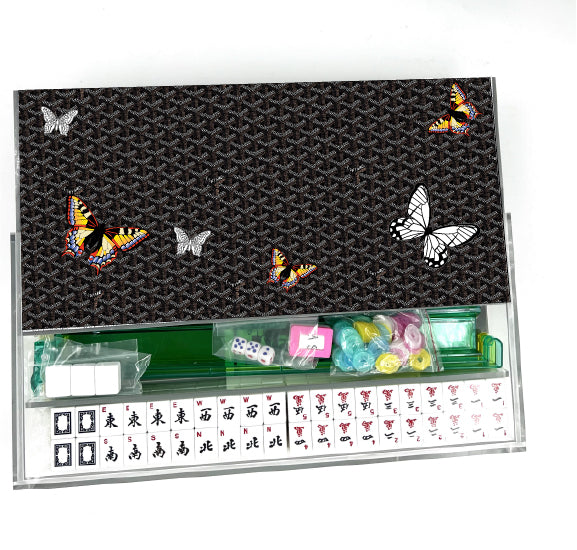 Personalized Black Butterfly Mahjong Set