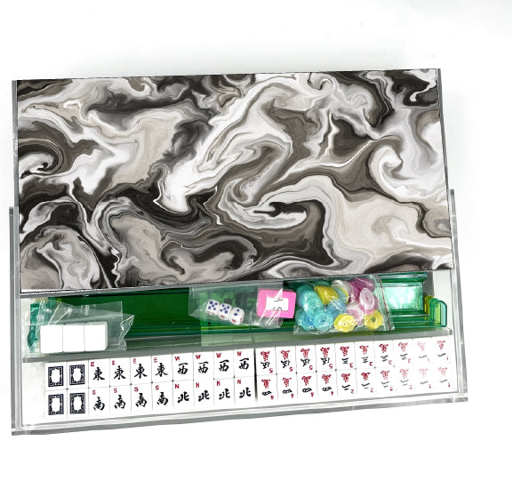Black & White Smoke Lucite Mahjong Set
