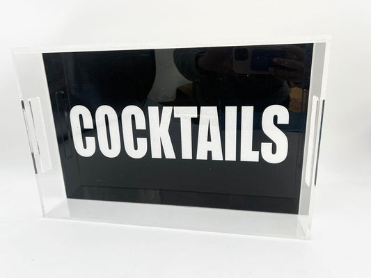 Black Lucite Cocktail Tray — Personalized