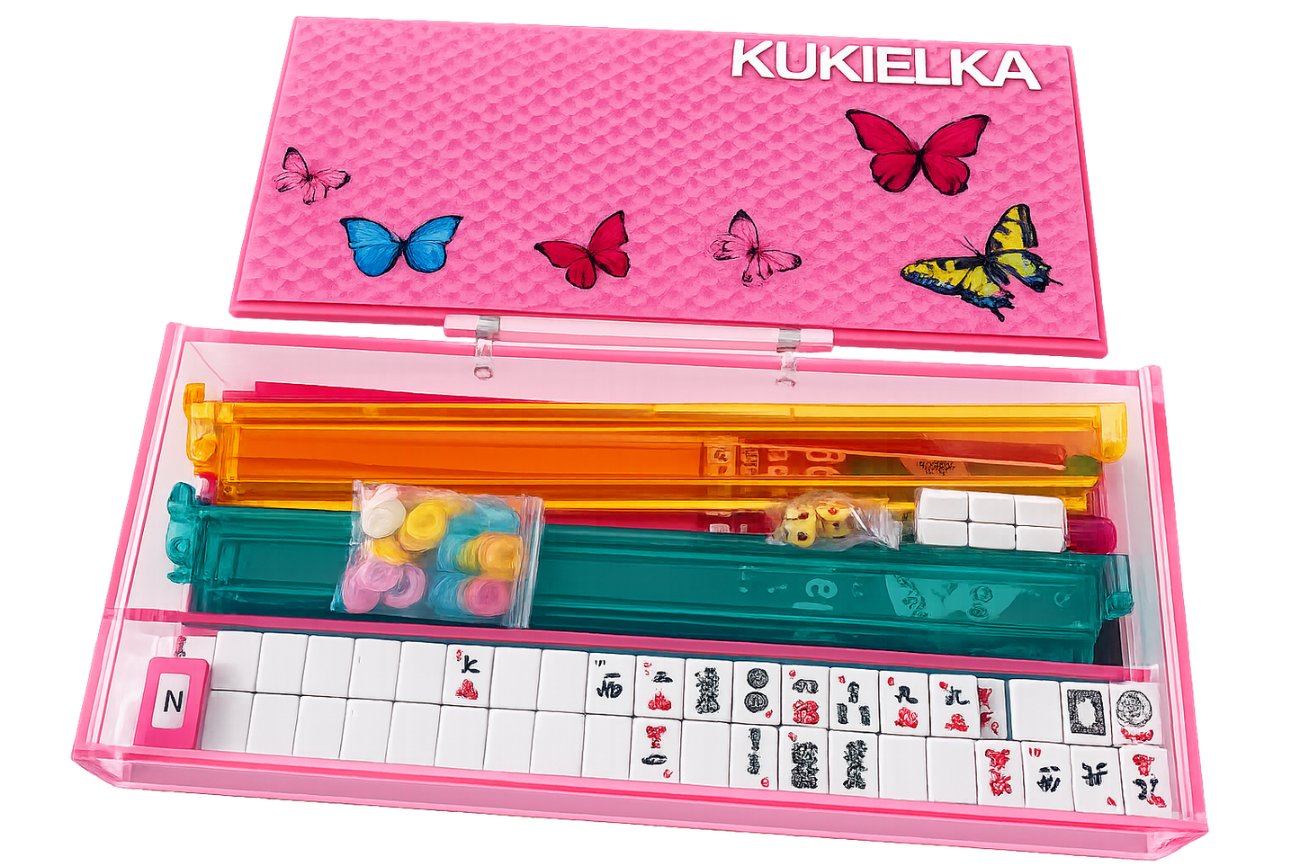The Pink Butterfly Mahjong Set