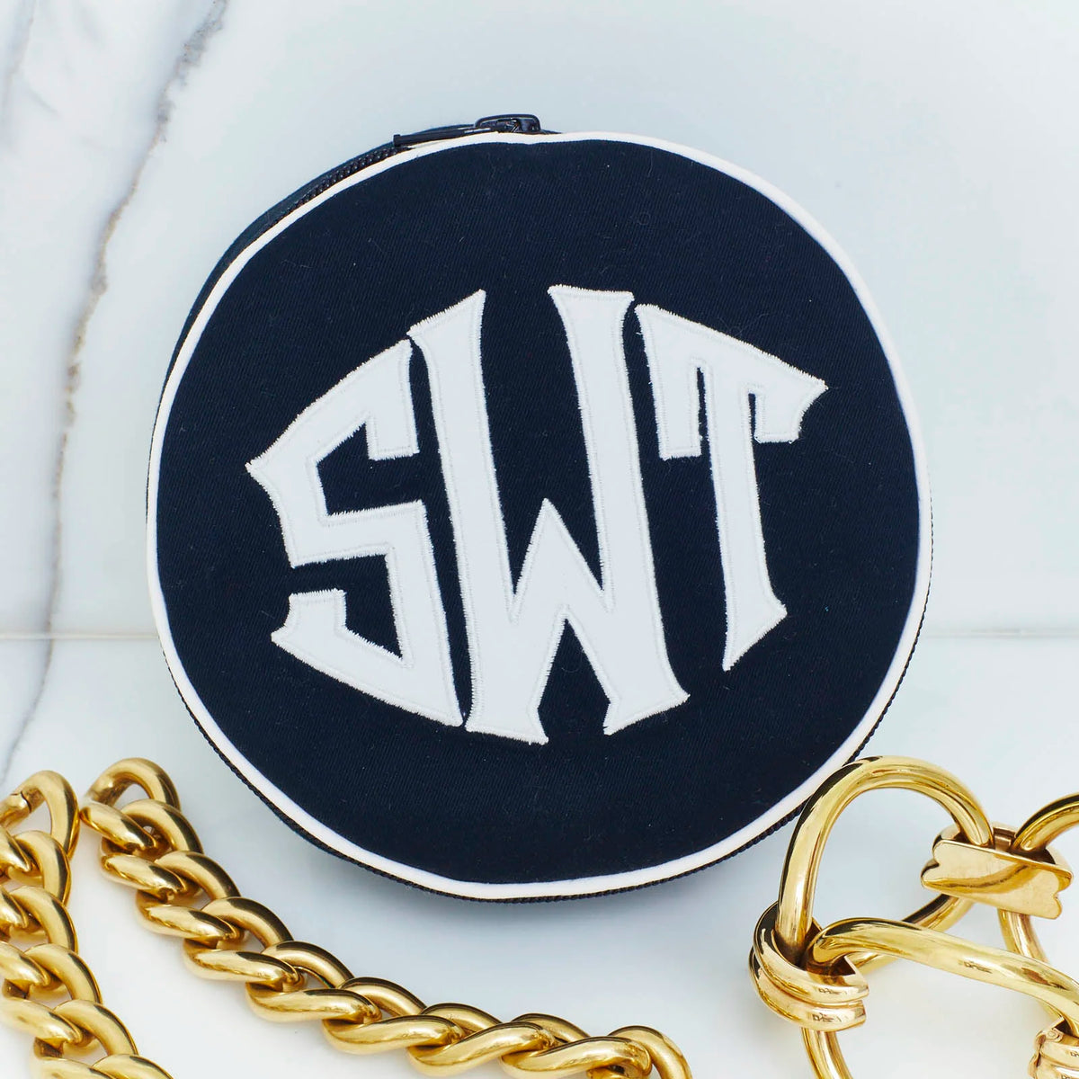 Monogrammed 6 Inch Round Jewelry Case by Jax Gifts
