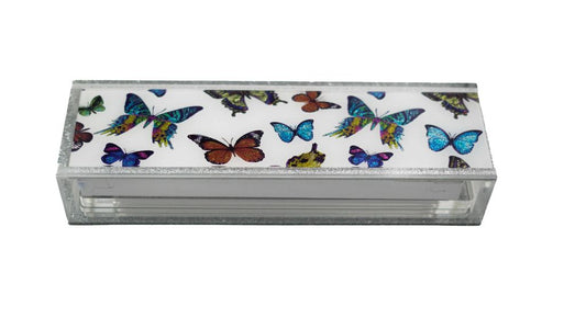Lucite Rummy Set- White with Butterflies