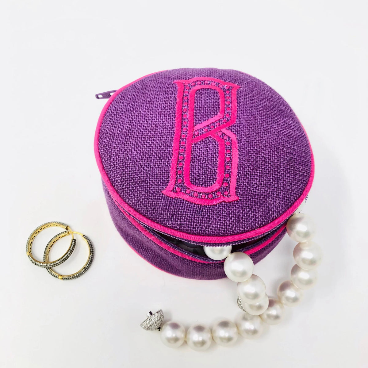 Monogrammed 4 Inch Round Jewelry Case by Jax Gifts