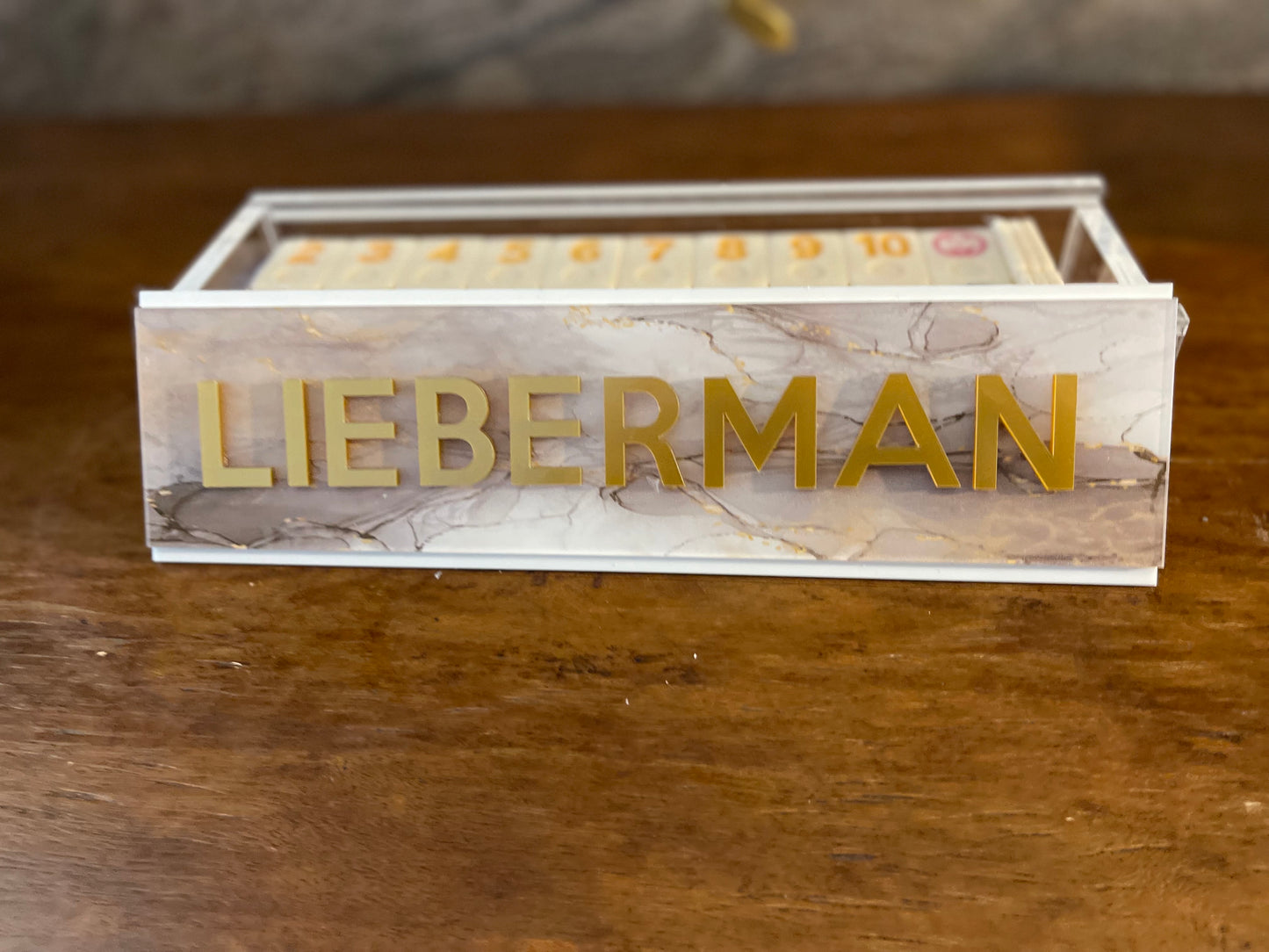 The Wedding Monogram Lucite Rummy Set