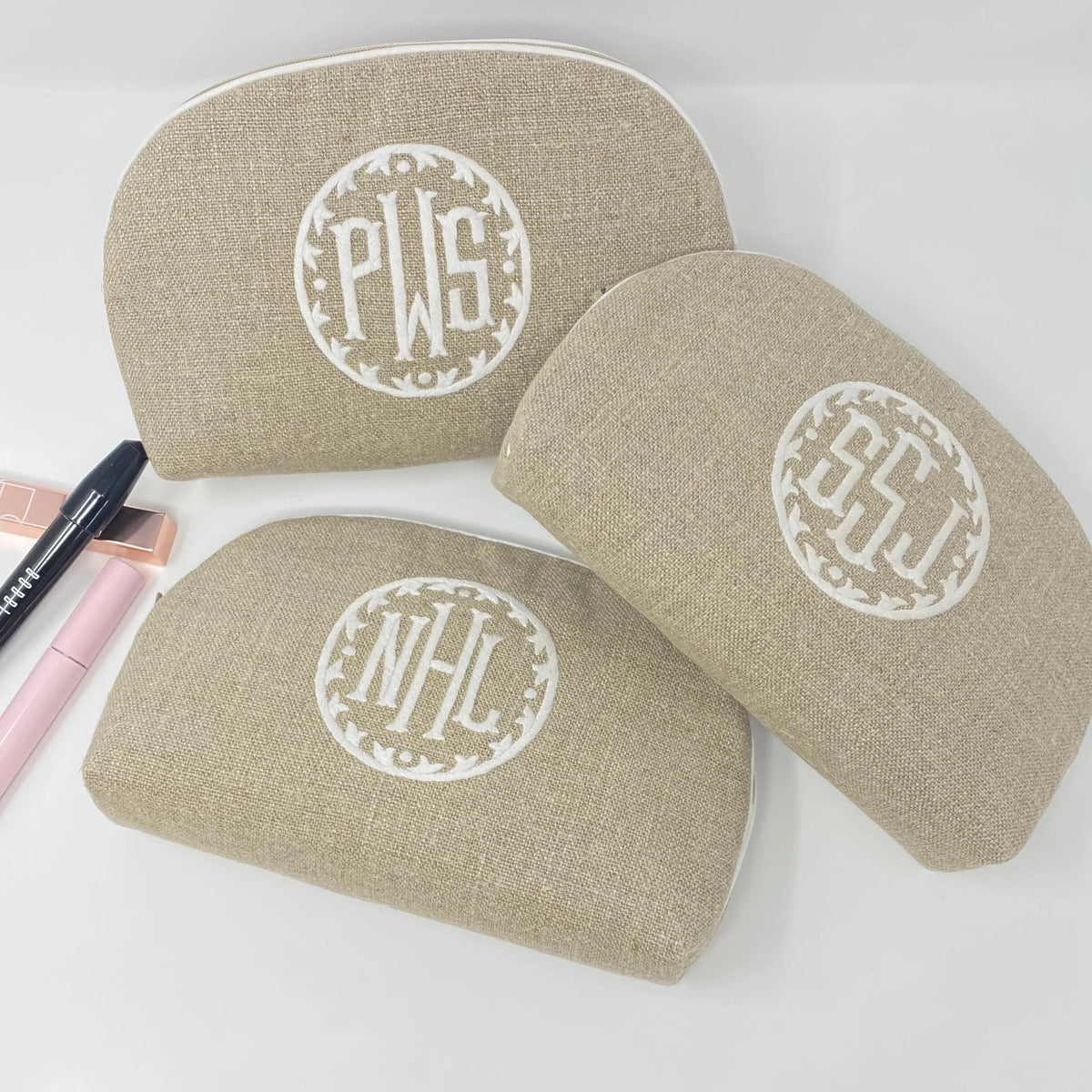 Monogrammed Large Round Zip Pouch by Jax Gifts