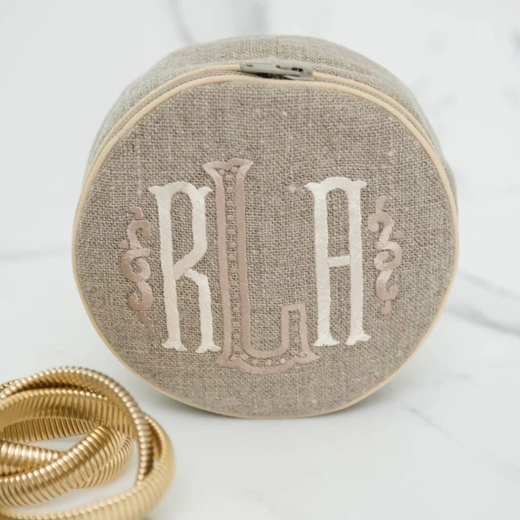 Monogrammed 4 Inch Round Jewelry Case by Jax Gifts