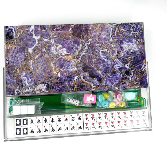 Purple Amethyst Lucite Mahjong Set