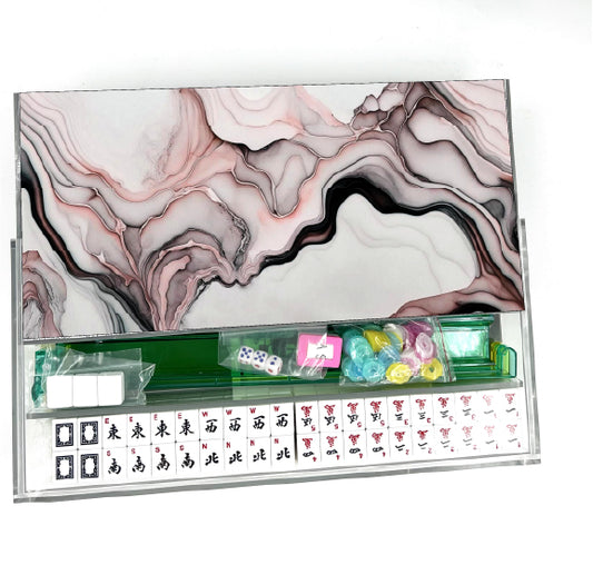 Rose Gold & Black Lucite Mahjong Set