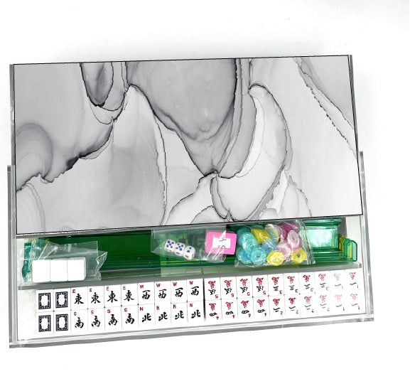 Smokey White Lucite Mahjong Set