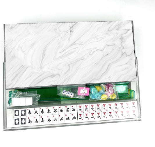 White Marble Lucite Mahjong Set
