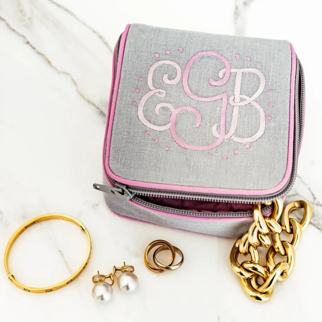 Monogrammed Andrea 7 Inch Square Jewelry Case by Jax Gifts