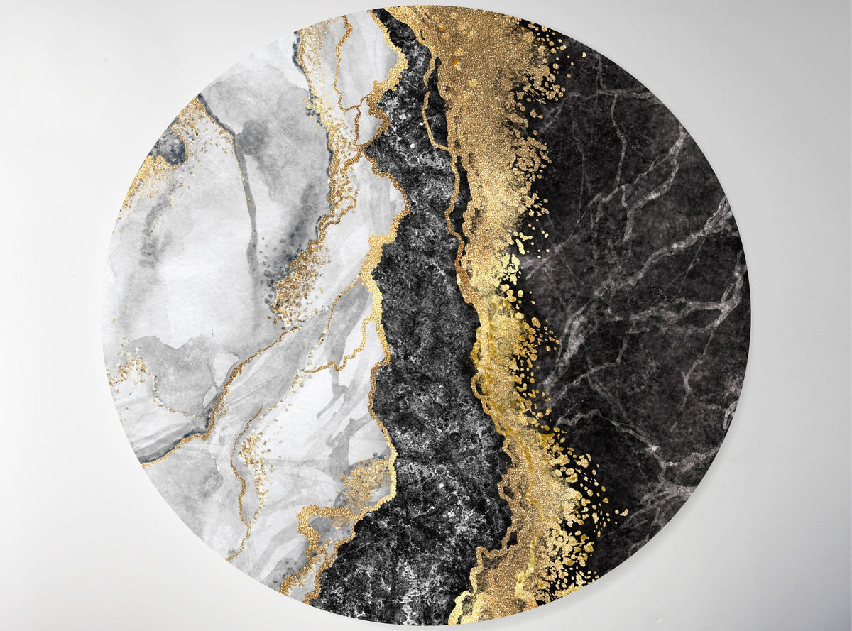 Black, Gold & White Marble lucite lazy susan by Jax Gifts
