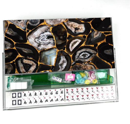 Black Agate Lucite Mahjong Set