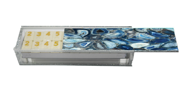 Blue Agate Lucite Rummy Set