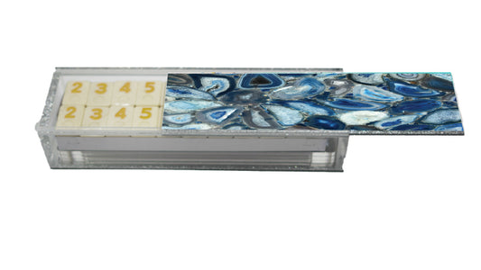 Blue Agate Lucite Rummy Set