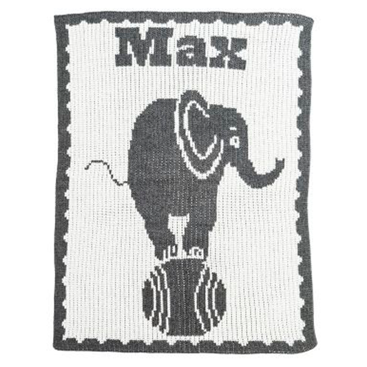 Personalized Elephant on Ball baby blanket from Jax Gifts