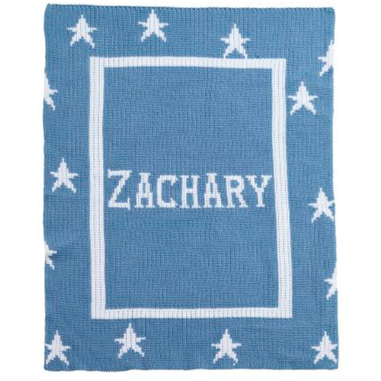 Personalized Floating Stars with Name and Border baby blanket from Jax Gifts