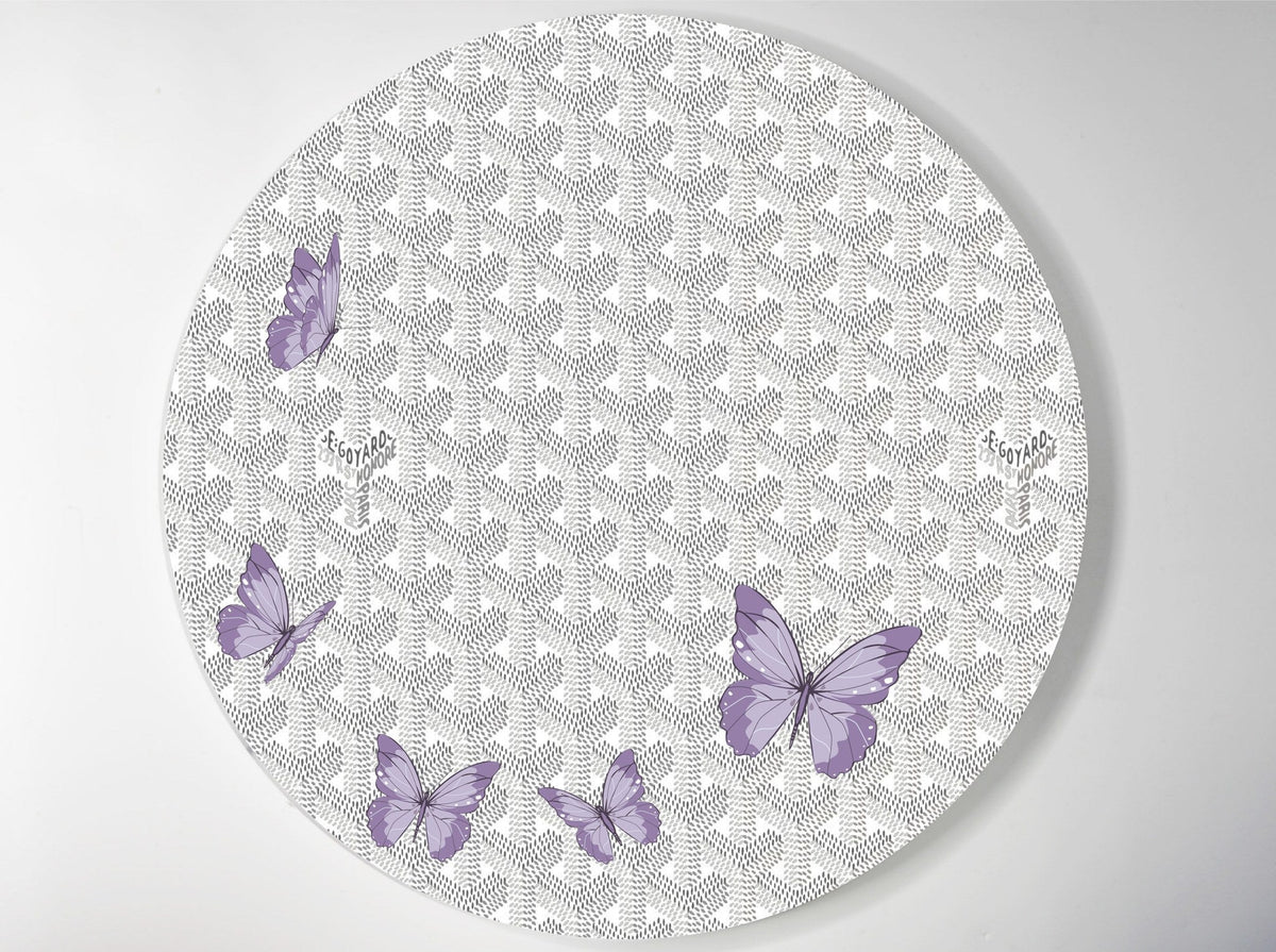 Grey Pattern with Lavender Butterflies lucite lazy susan by Jax Gifts
