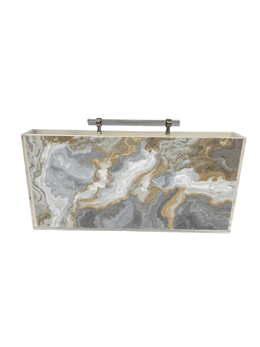 Grey & Gold Marble Lucite Mahjong Set