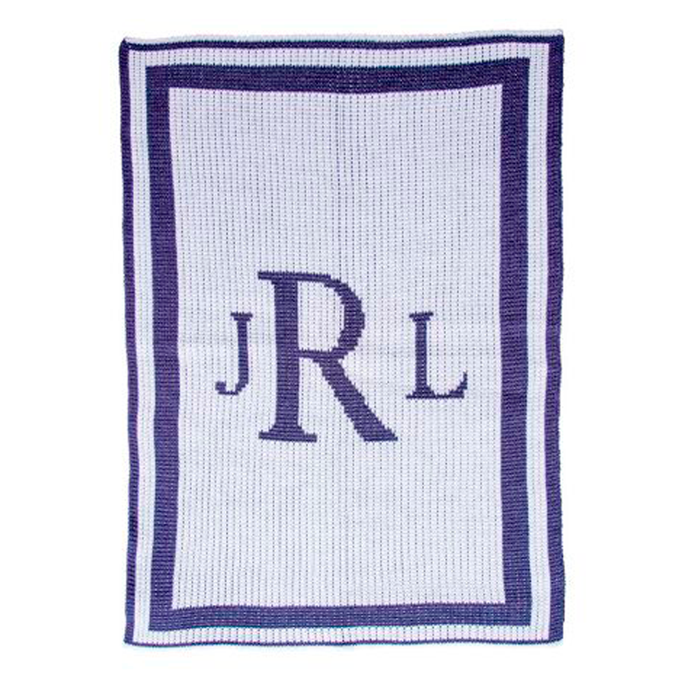 Personalized Classic Monogram baby blanket from Jax Gifts