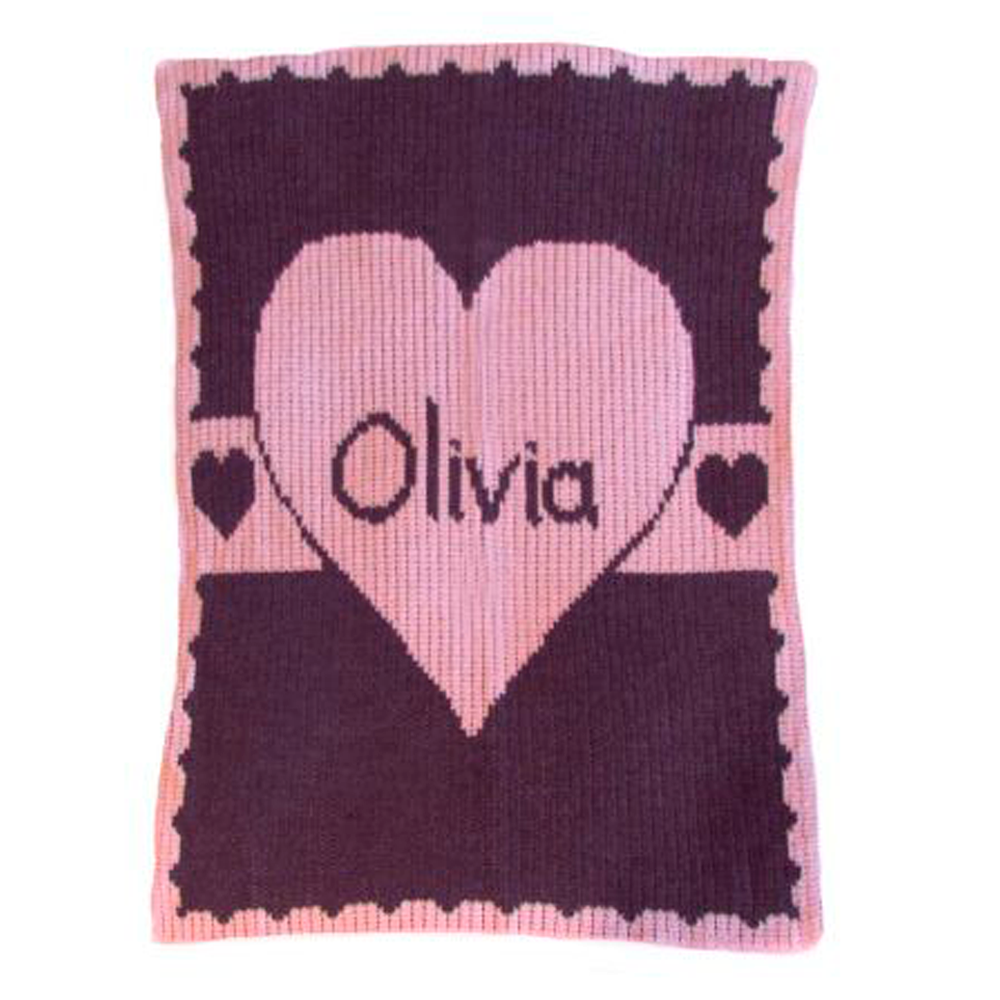 Personalized Heart with Banner baby blanket from Jax Gifts